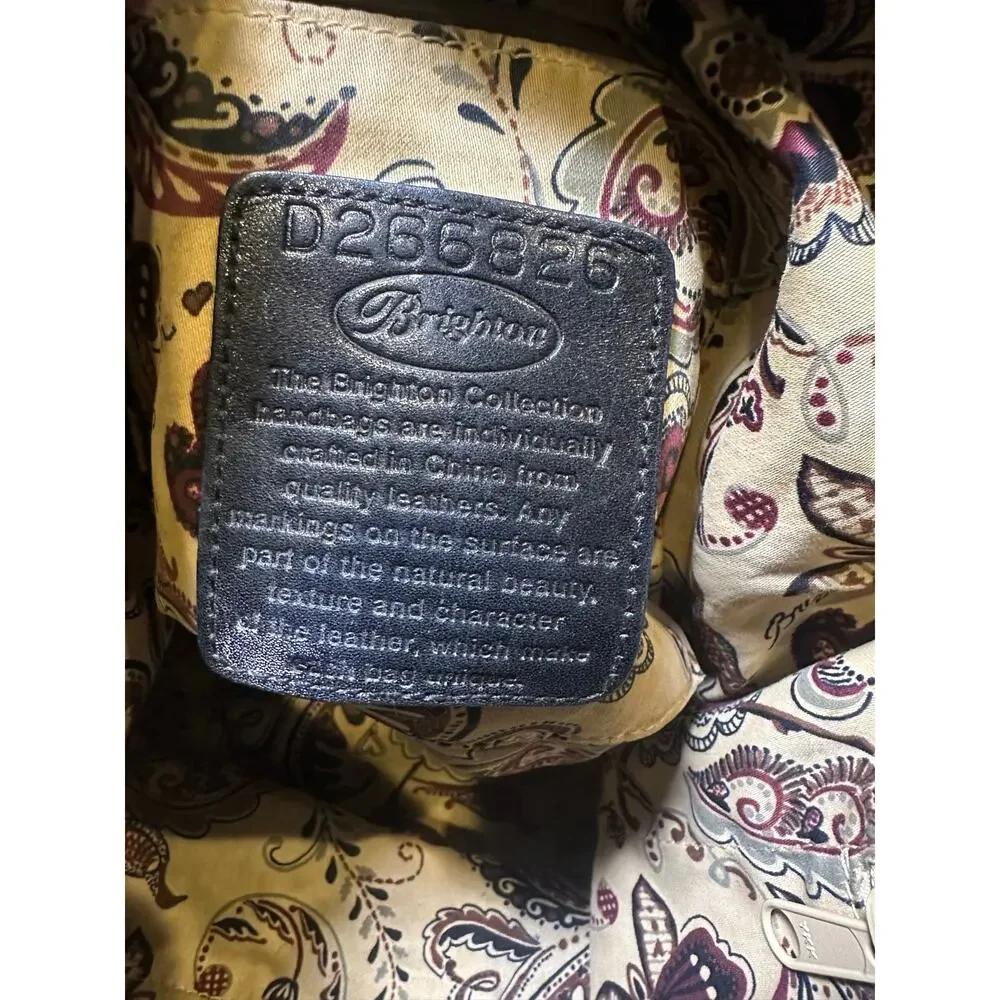 Brighton Black Leather Hobo Shoulder Bag Woven Center